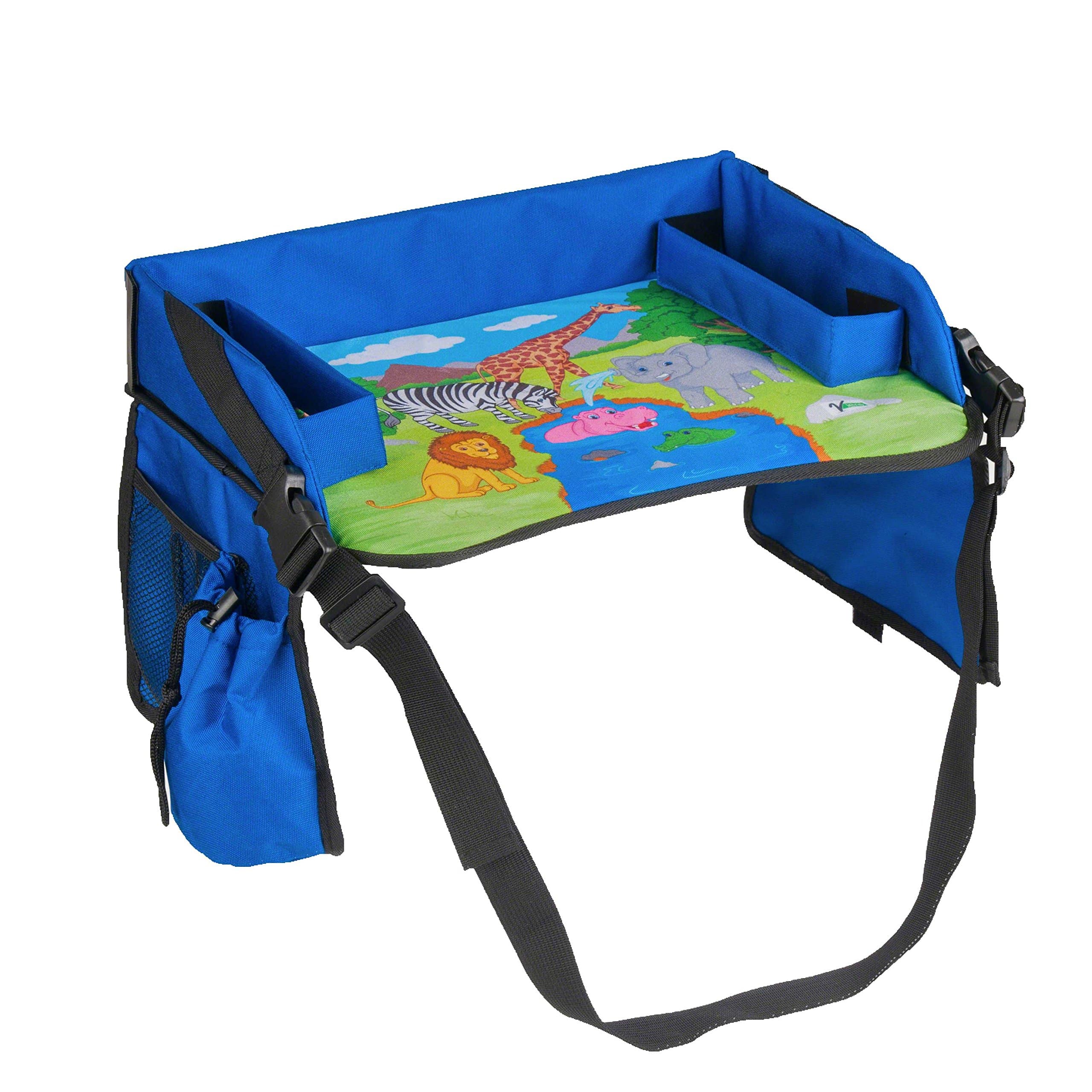 Car Seat Tray Blue (or Pink) | Kids Travel Tray Perfect for Stress-Free Travel | Fun Lap Desk for Kids | Toddler Travel Tray | Nifty Kids Activity Tray