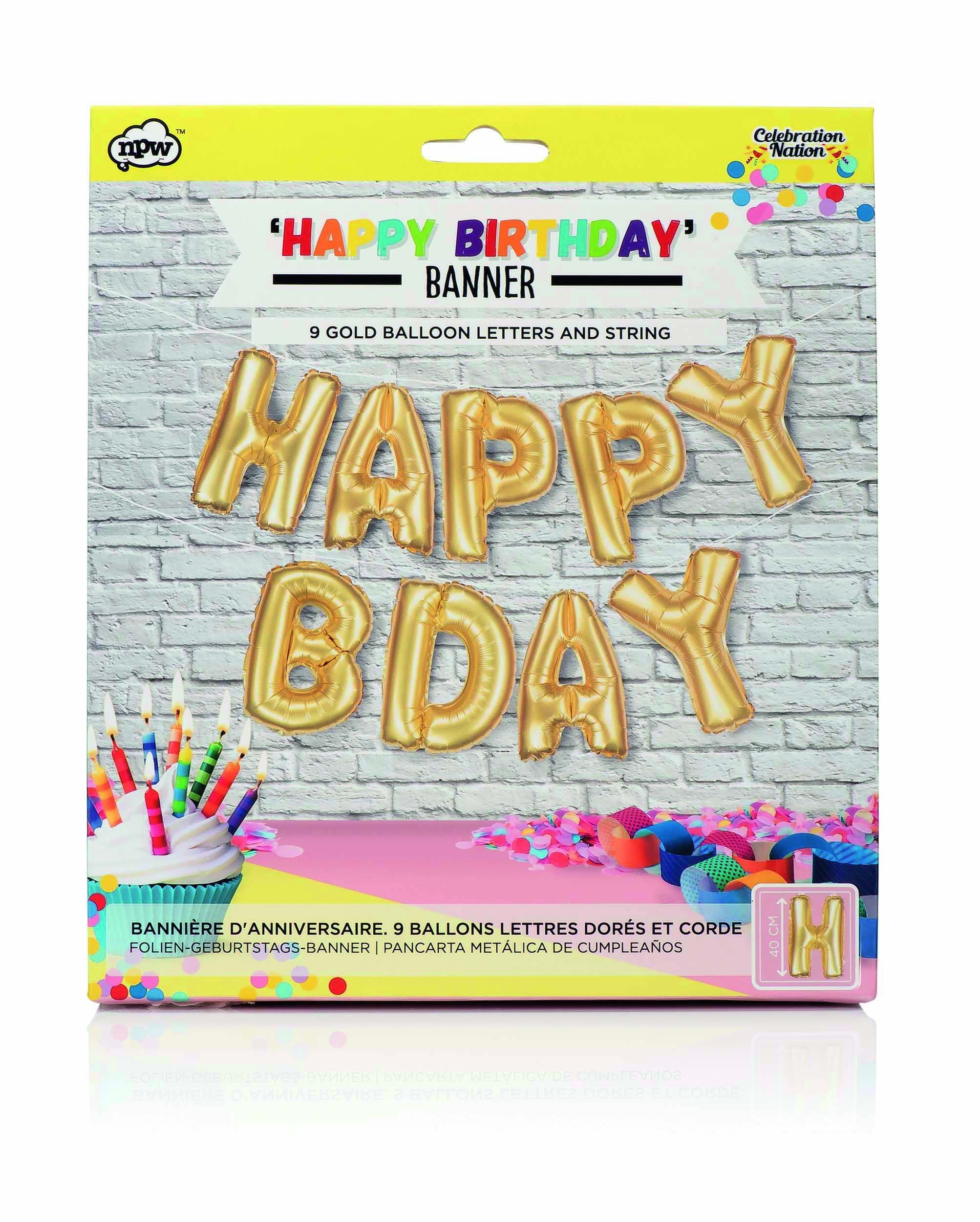 NPW Large Foil Letter Balloon Bunting - Foil Banner Balloons