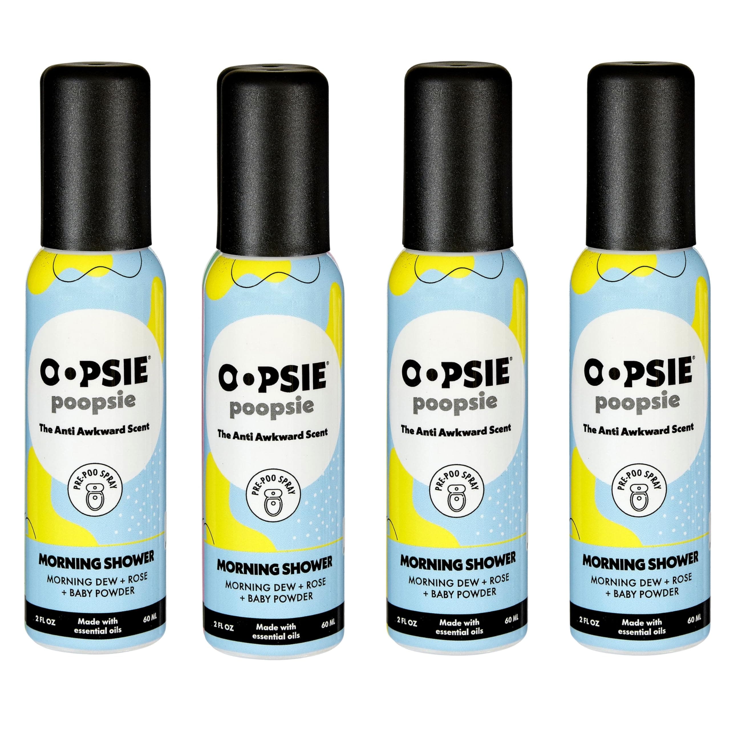 Morning Shower - Before & After You Go Toilet Spray 2oz - Portable Odor Eliminator - 4 Pack