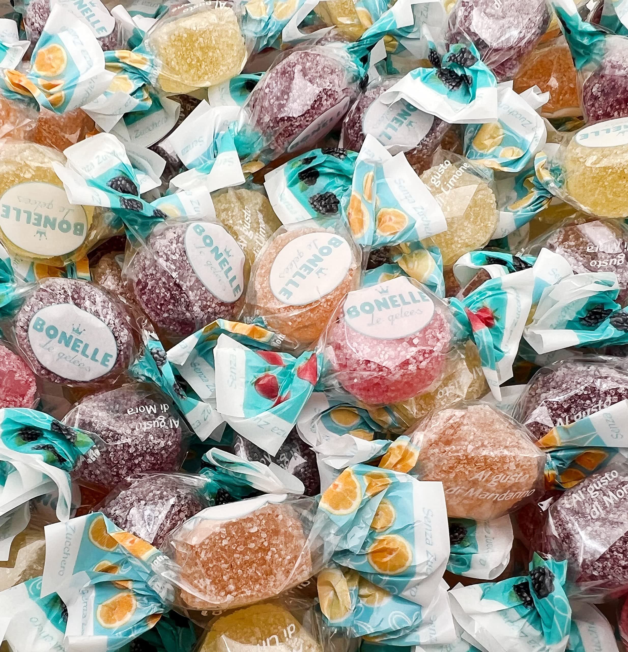 Bonelle Sugar Free Fruit Jelly Candy | 1 Pound Bag | Individually Wrapped Sugar Free Candy | Naturally Flavored Dye Free Candies | Assorted Flavors Italian Jellies