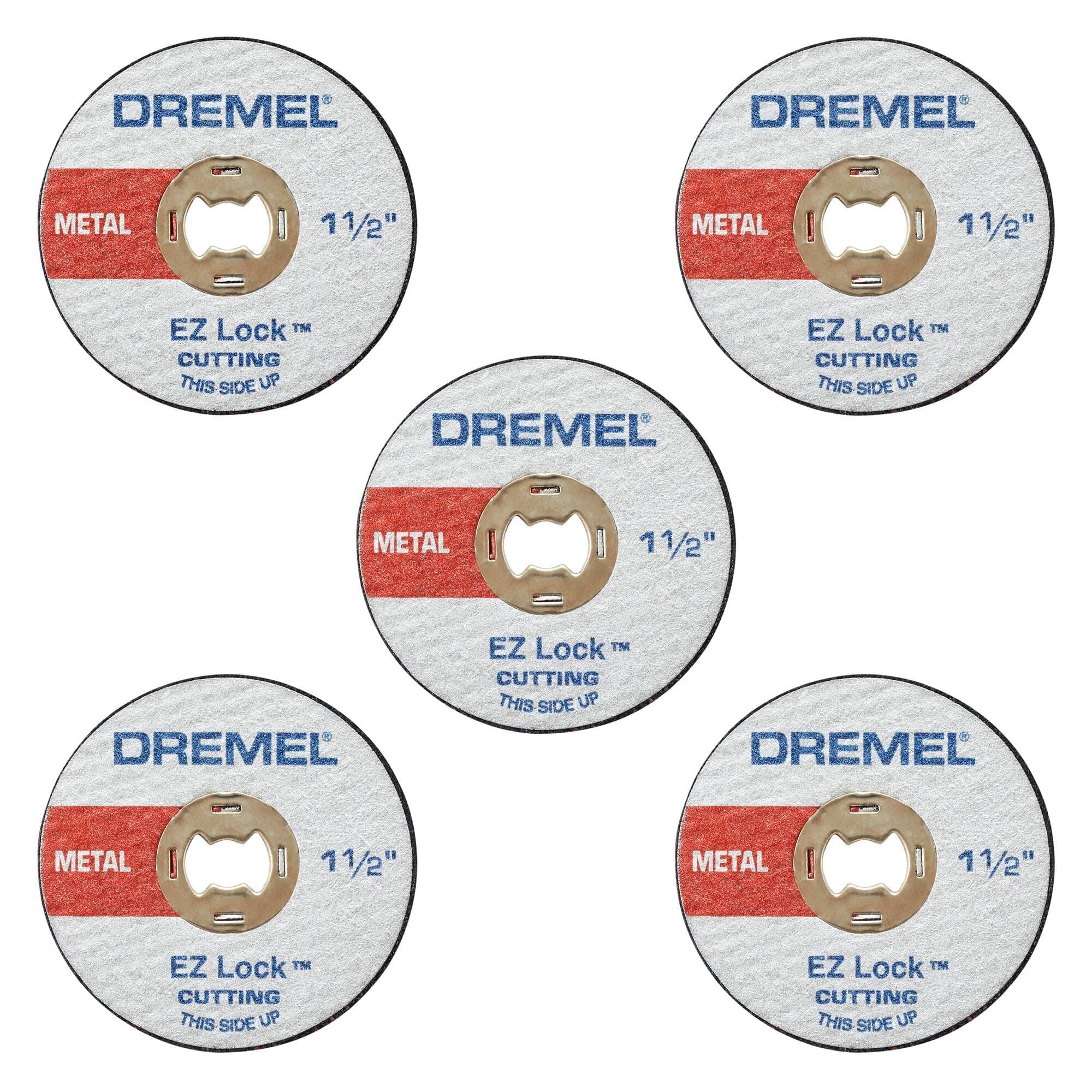 EZ456, 1 1/2-Inch (38.1 mm) Wheel Diameter, EZ - Lock™ Fiberglass Reinforced Cut-Off Wheels, Rotary Tool Cutting Disc for Metal Cutting, 5 Pieces, Medium, Red