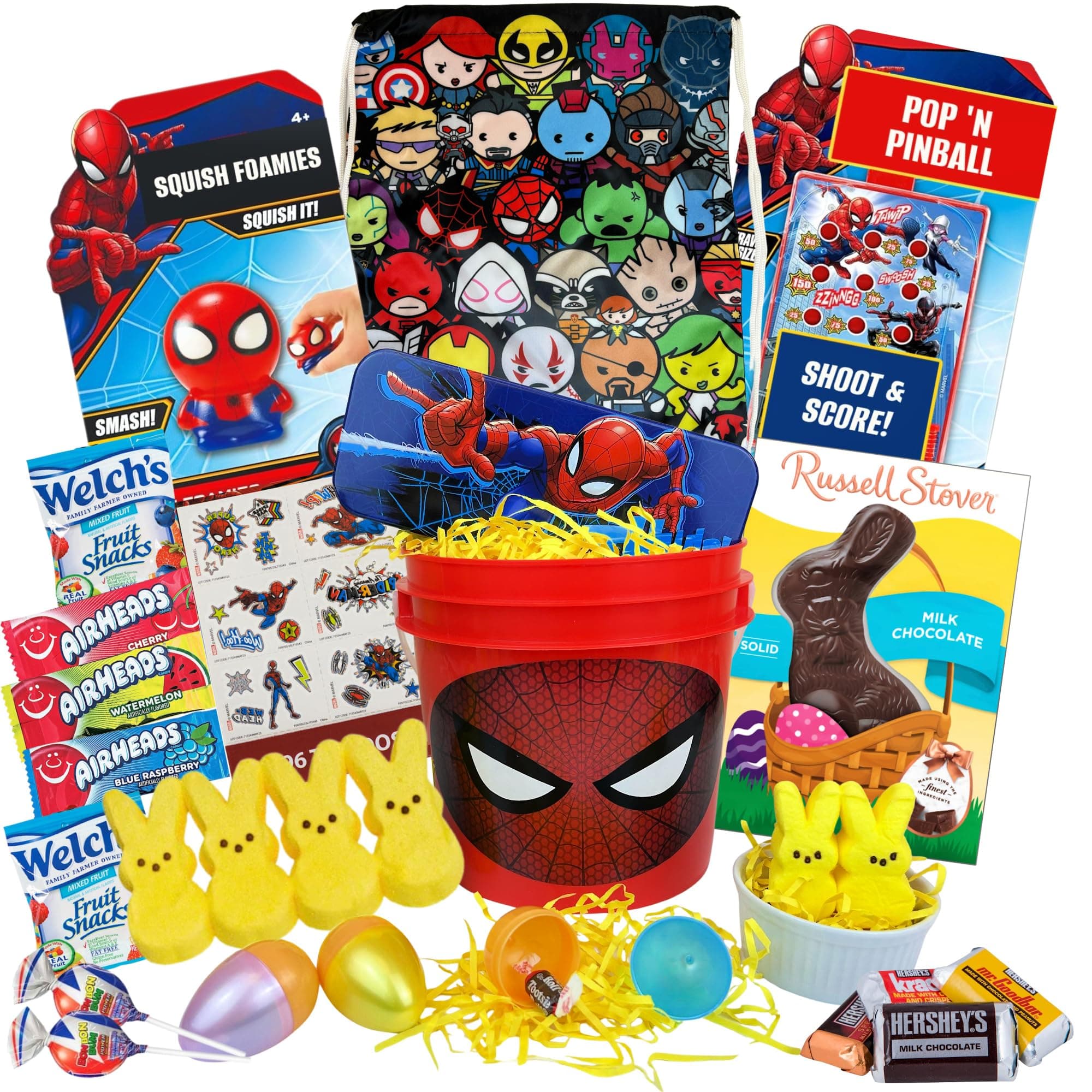 Superhero Easter Gift Basket For Kids, Boys, Girls - Already Filled With Chocolate, Candy, Eggs, Prefilled Easter Care Package