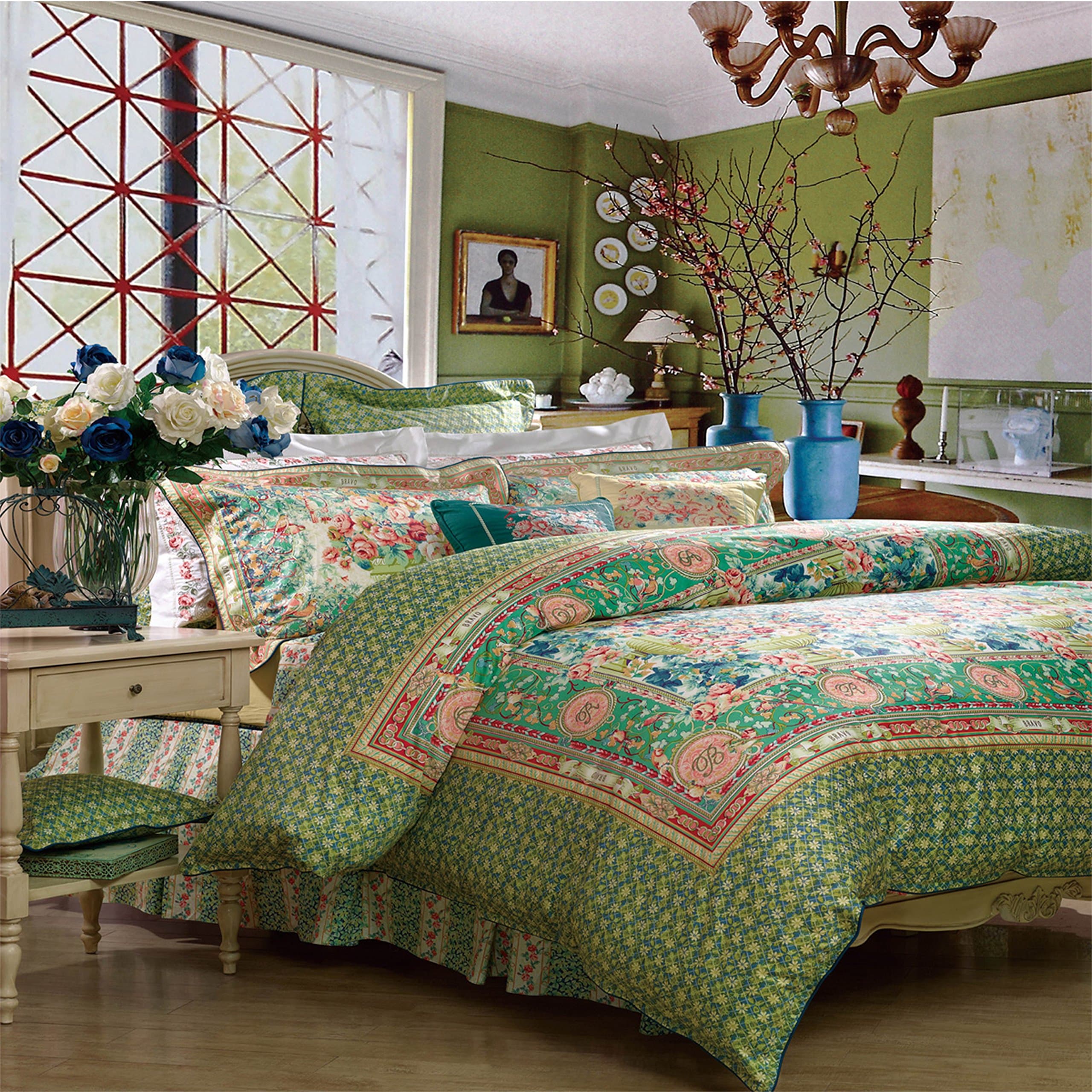 FUANNA 4-Piece Bedding Set / Downtown Abbey (Duvet Cover, Bed Sheet, Pillowcases)