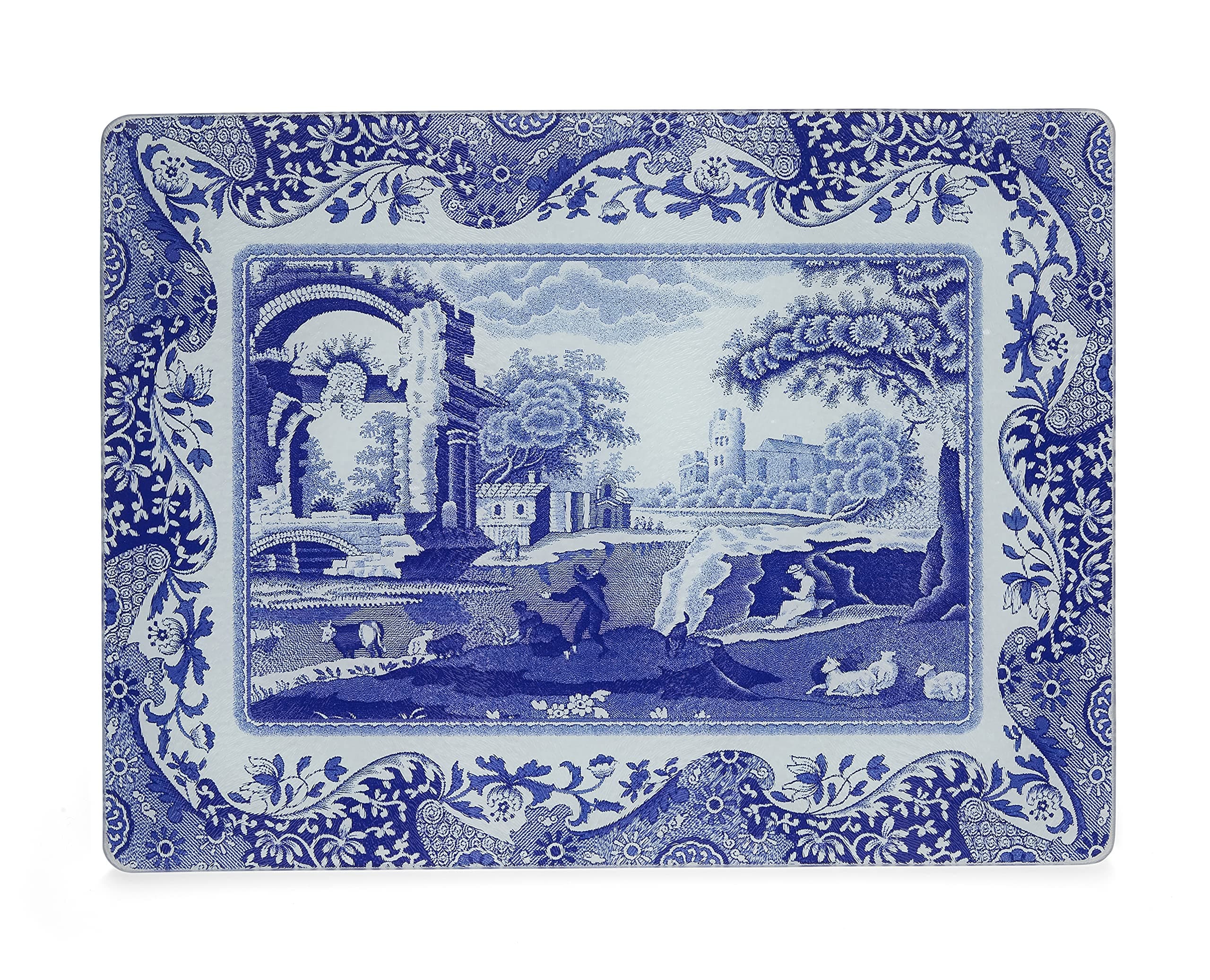 Pimpernel Portmeirion Home & Gifts Italian Glass Worktop Saver, Blue & White, 30 x 40cm