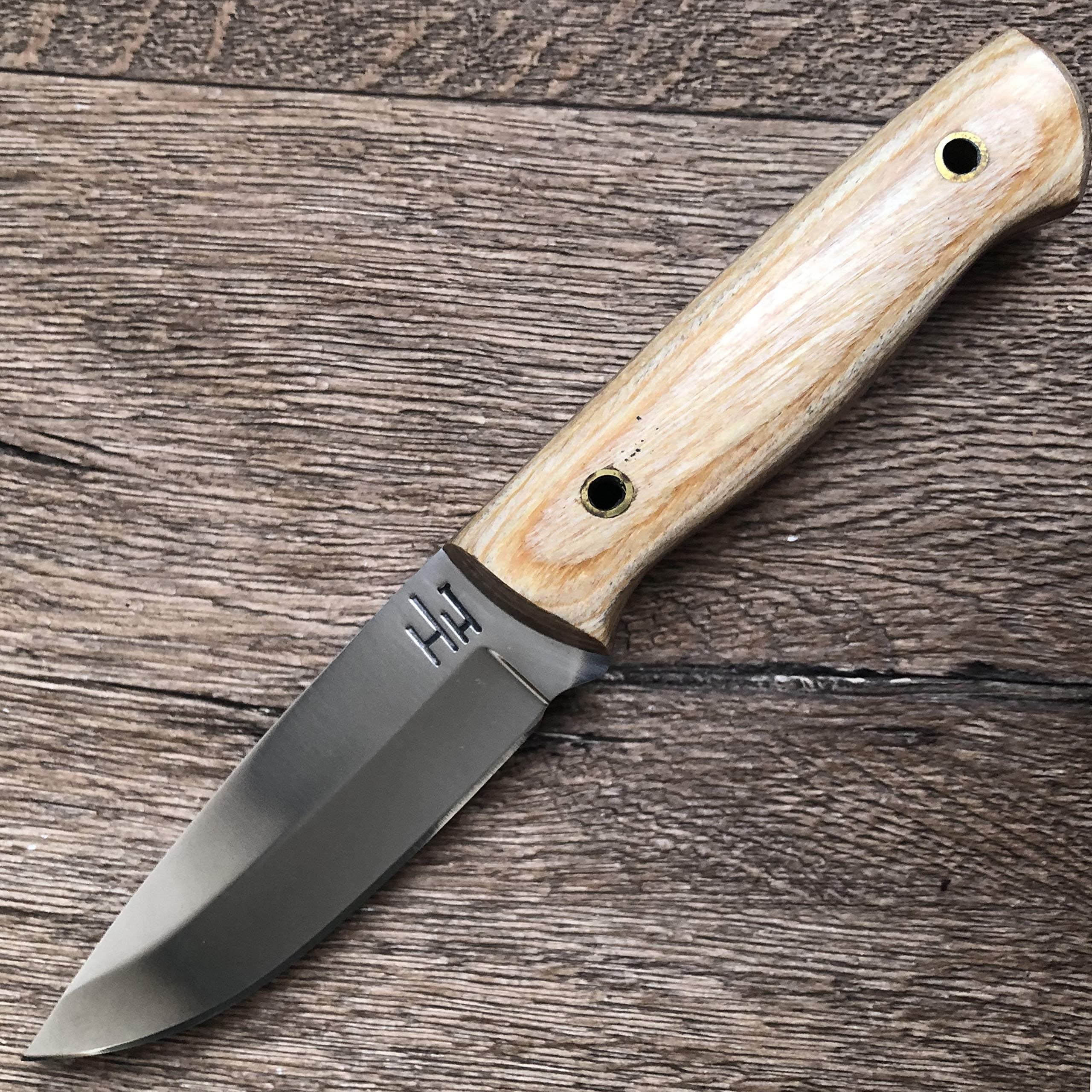 Hobby Hut HH-406, 420 Stainless Steel Bushcraft Hunting Knife with Sheath | Full Tang, Micarta Handle| Fixed Blade Survival Knife | Razor Sharp Hunting Blade for Camping and Hunting