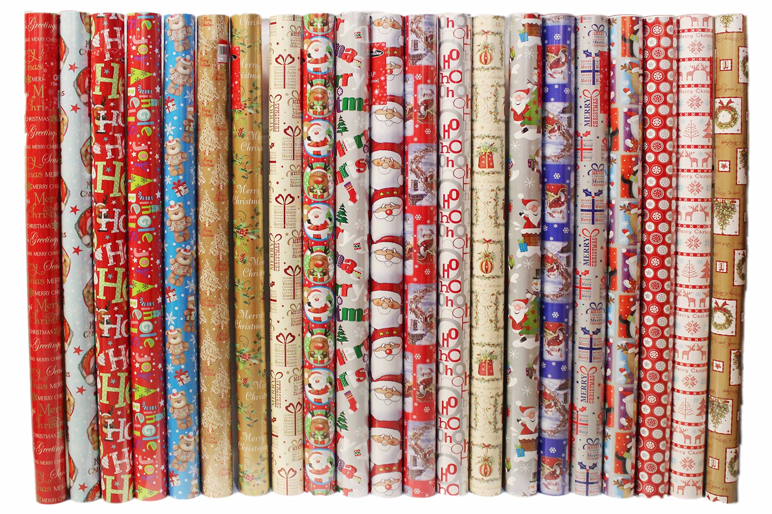 4 x 10m Christmas Wrapping Paper Rolls - Kids Snowman / Santa / Penguin / Reindeer