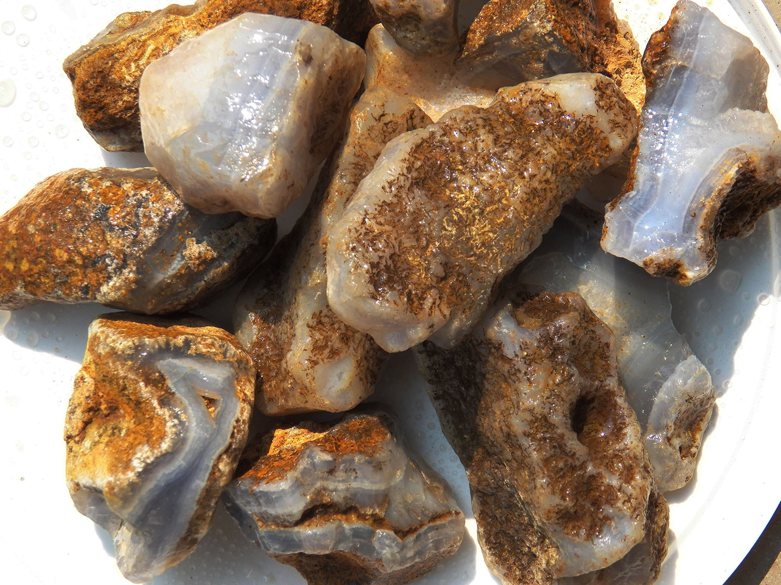 Fundamental Rockhound Products: 1 lb Blue Chalcedony Rough Stones for Tumbling, cabbing, slabbing from Namibia