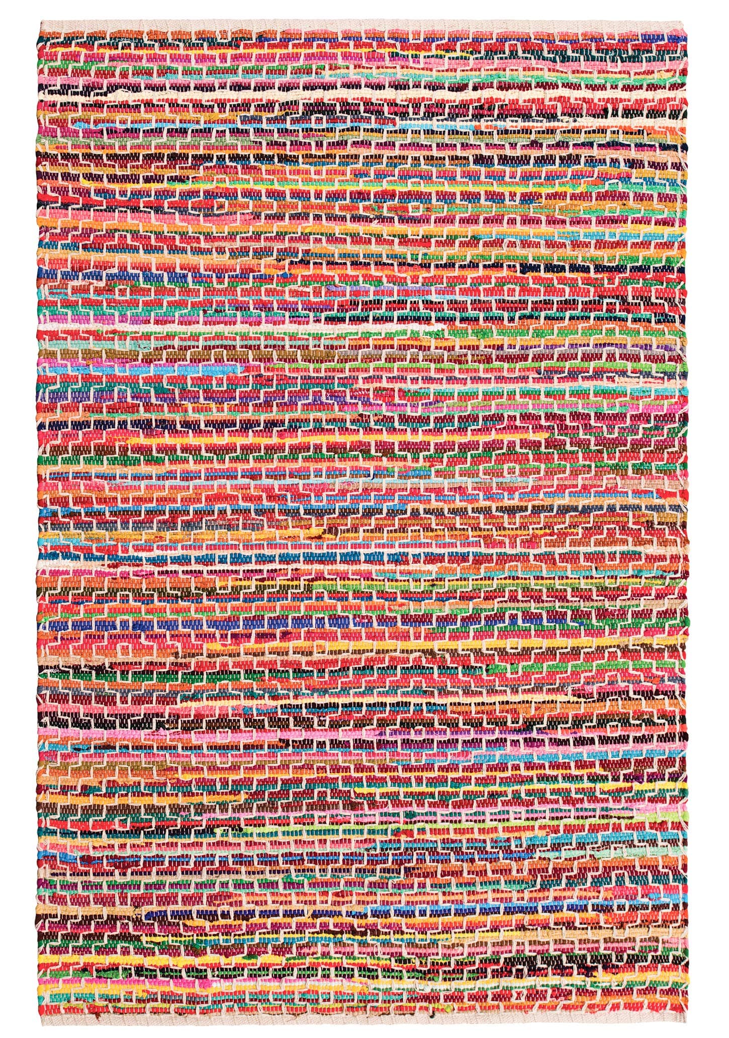 Namaste Fair Trade Mandira, Recycled Cotton, Multi-coloured Rag Rug 120 x 180cm