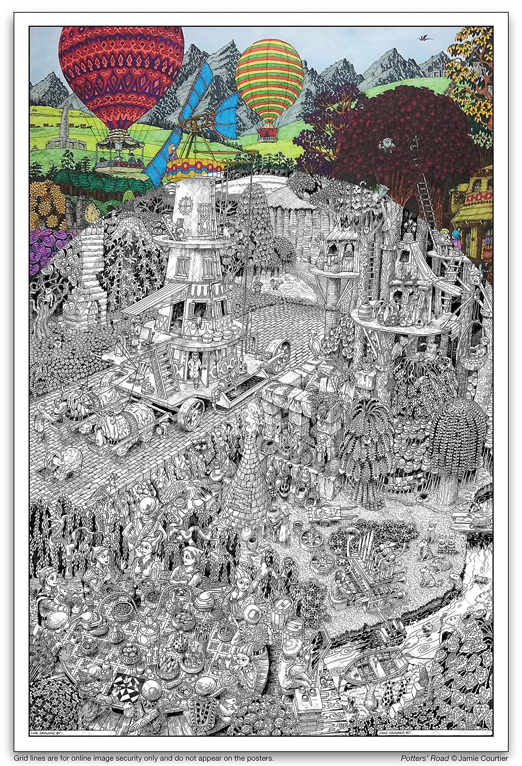 colour-in posters by Jamie Courtier - Potters' Road - GIANT colouring poster 27 x 40 inches