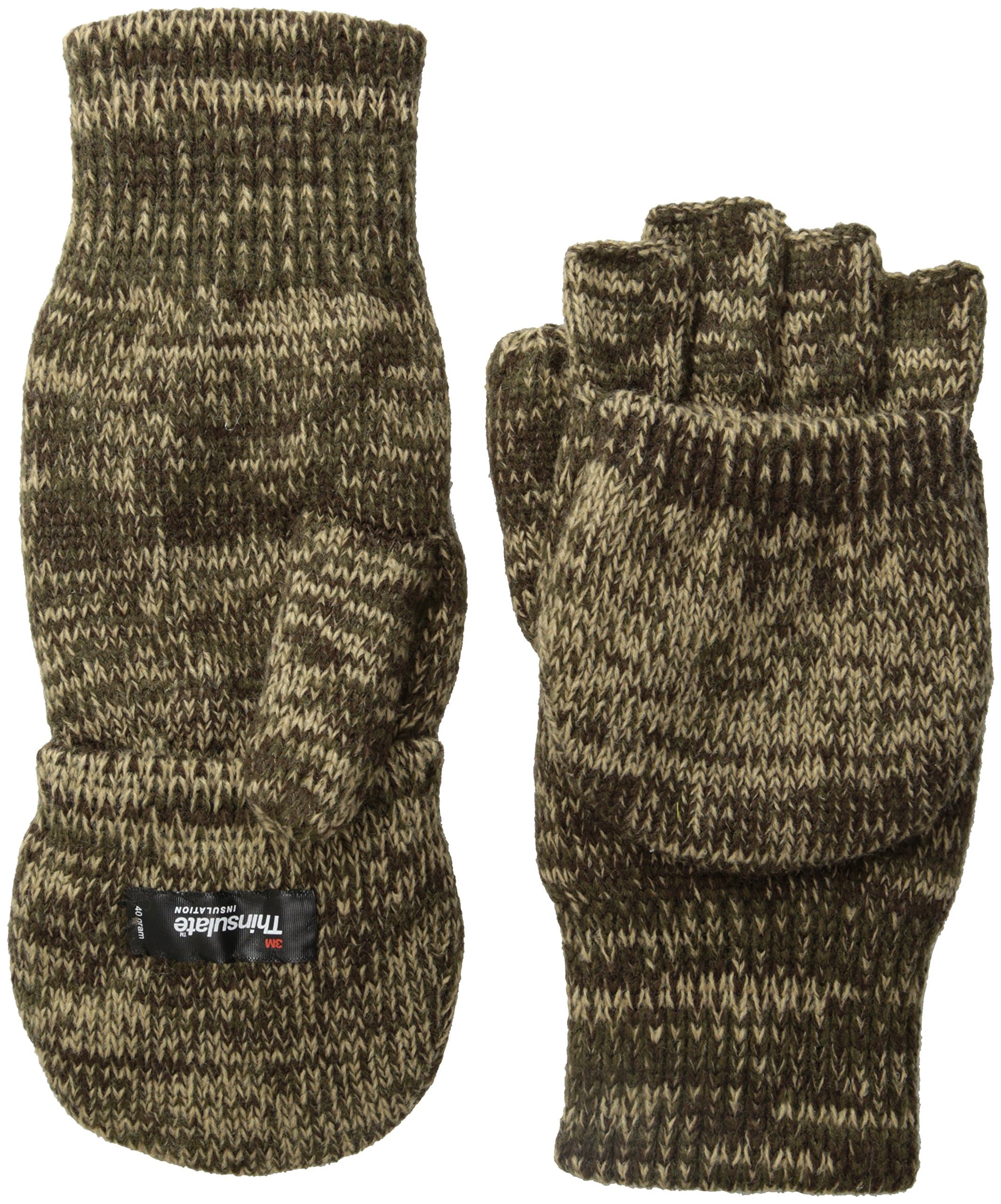Quietwear mens Knit Flip Gloves With 40 Gr Thinsulate
