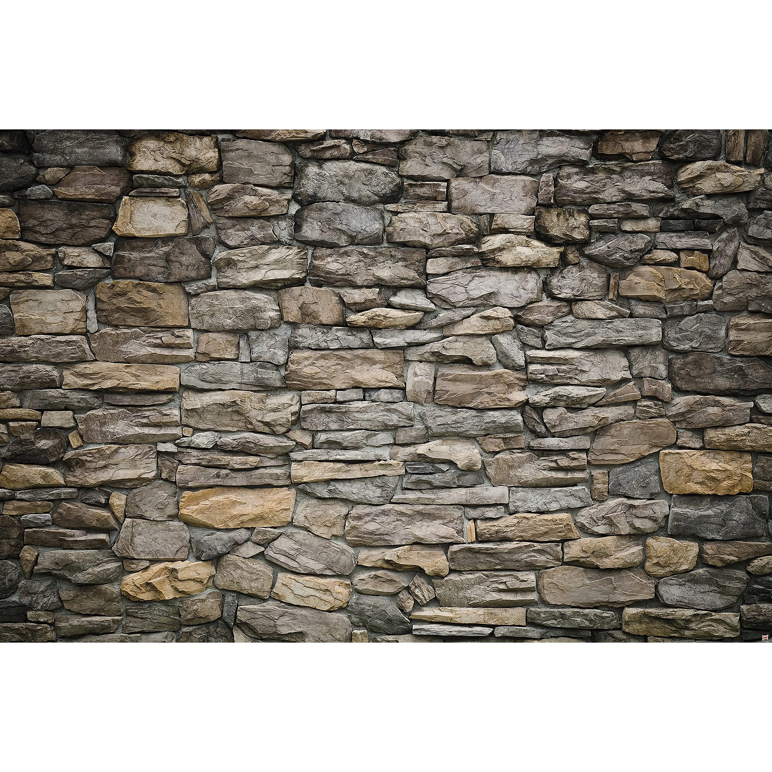 GREAT ART Poster – Grey Stonewall – Picture Decoration Realistic Wall Cladding Optic Stone Pattern Modern Industrial Design Look Image Photo Decor Wall Mural (55x39.4in - 140x100cm)