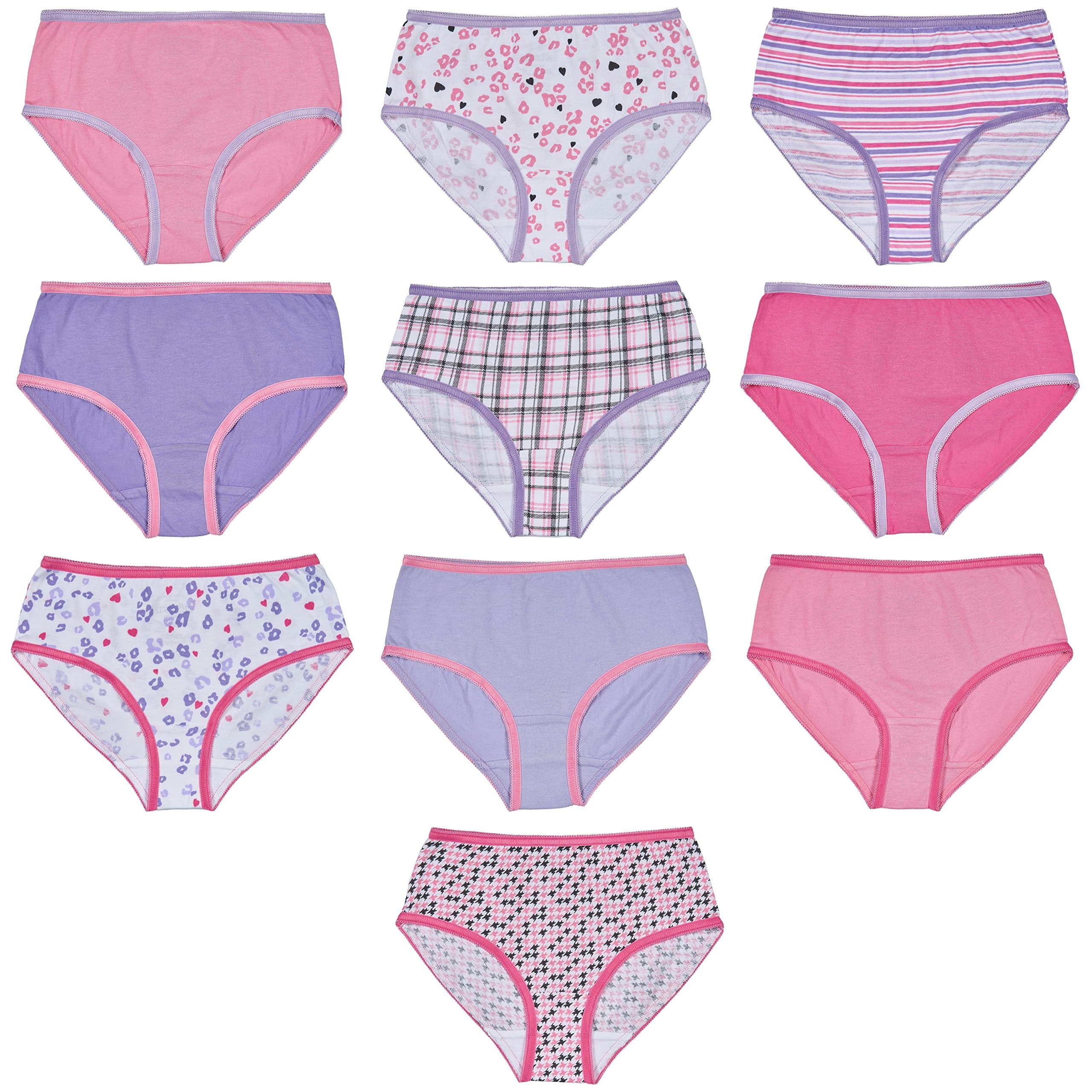 Girls 100% Cotton Colorful Briefs Panties (Pack of 10)
