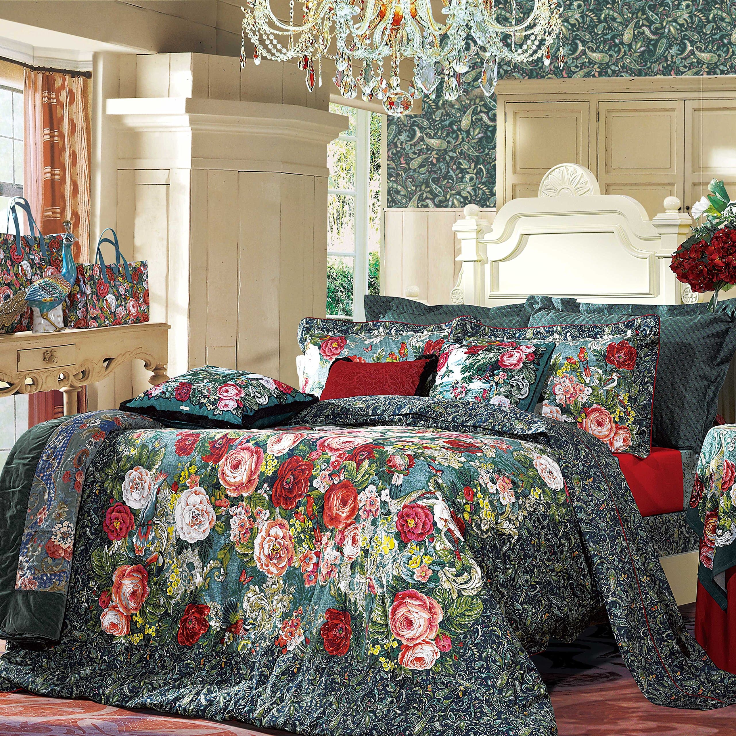 FUANNA 4-Piece Bedding Set/ Wild Rose (Duvet Cover, Bed Sheet, Pillowcases) (Queen)