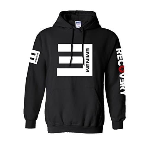 Geakworld Men's Eminenn Style Hip Hop Sweater Hoodie Casual Pullover Sweatshirt (X-Large, Black)