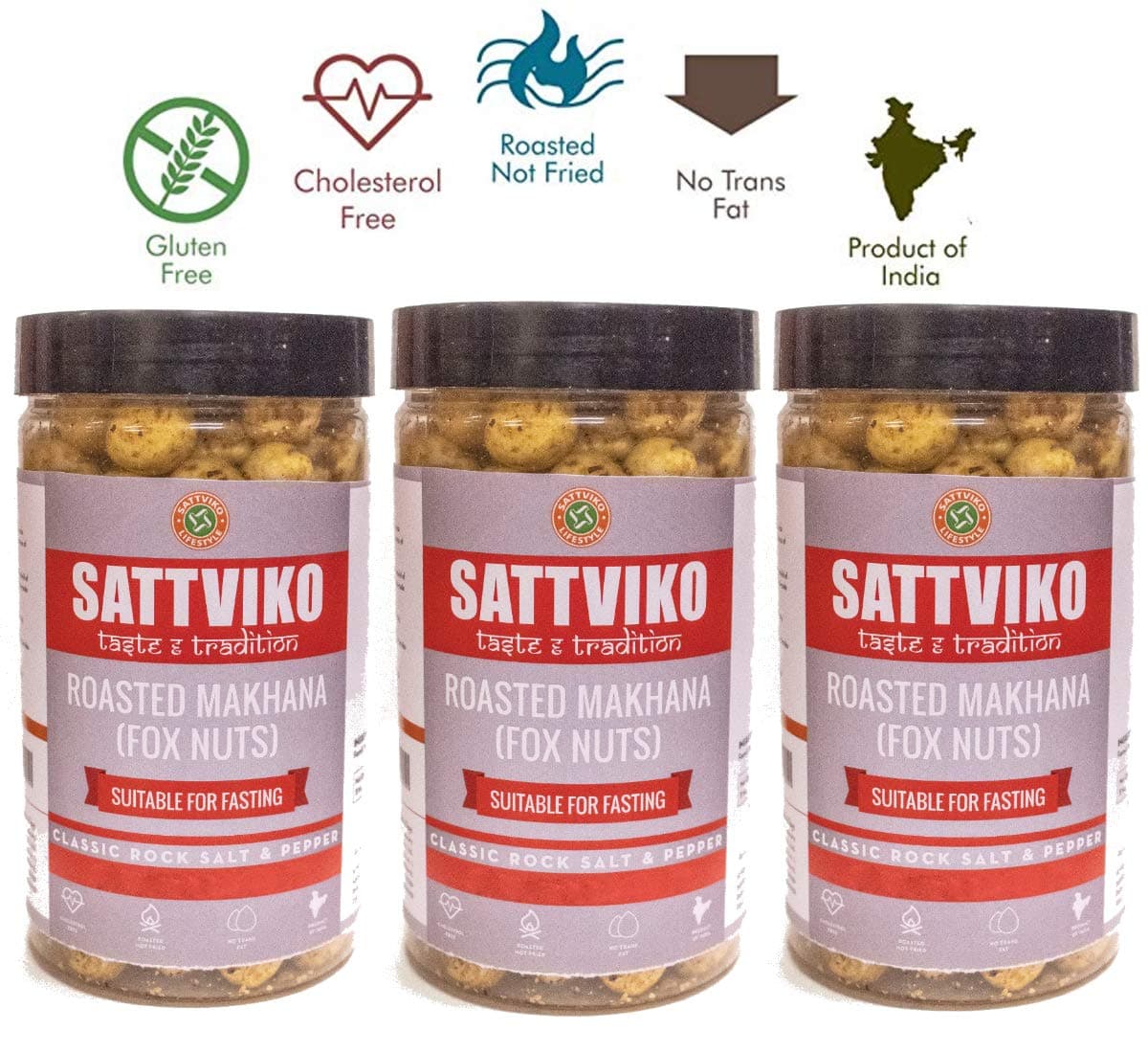 Sattviko Peri Peri Makhane, 21g (Pack of 3)