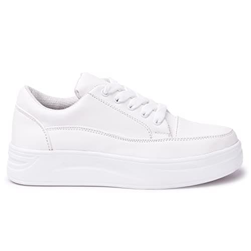 Vendoz Women White Stylish Casual Sneakers, White, 38 EU