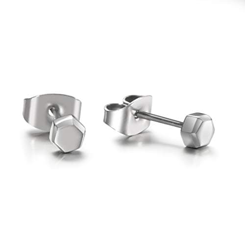 TGNEL Titanium Tiny Hexagon Stud Earrings Hypoallergenic for Women Girls High Polished