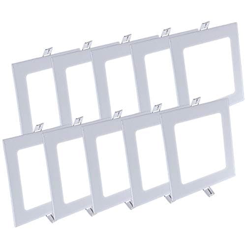 ZEEZ Lighting - 9W 5-Inch (OD 5.75" / ID 4.95") Square Cool White Non-Dimmable LED Recessed Ceiling Panel Down Light Bulb Slim Lamp Fixture - 10 Packs