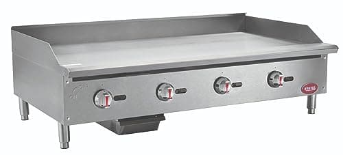 Kratos 48" Wide Commercial Countertop Griddle, Gas Hot Plate for Restaurants, Manual Controls, 4 Independent Burners, Powerful 120,000 BTU Output (29Y-006)