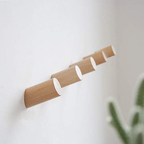 WZOED 5pcs Wood Hooks 30mm for Robe Hat Clothes Wall Mount Hook Hanger Towel Rack Bedroom Decoration Wooden Hooks Multi-Purpose