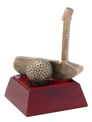 Sculpted Gold Putter Trophy - Golf Award - Long Putt Competition - Golfing Tournament - Engraved Plates by Request - Perfect Golf Award Trophy 4 Inch Tall