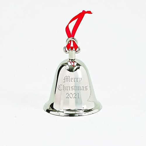 Creative Gifts 3.25" Personalized Silver Bell Ornament, Custom Engraved Bell Ornament for Holiday Decoration, Christmas Tree 2024
