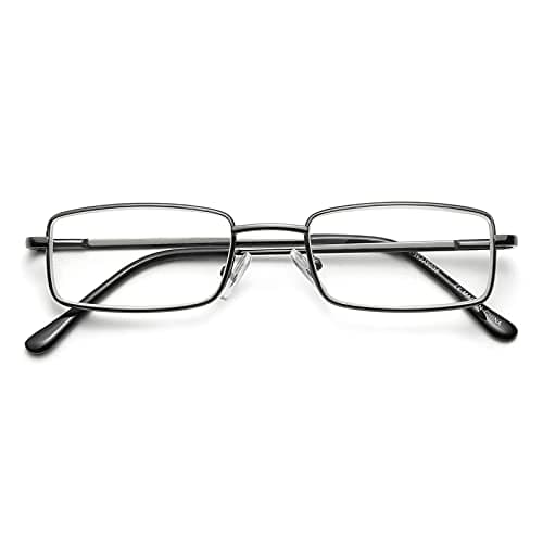 SKYWAY Mens Reading Glasses Blue Light Blocking, Fashion Metal Frame Computer Readers with Spring Hinges Anti Eyestrain/Glare/UV Ray Filter Eyeglasses