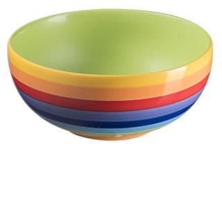 Official Windhorse Ceramic Multicoloured Rainbow Striped Salad/Fruit Bowl large 20cm