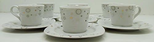 Weisenberg Fine Porcelain Espresso& Turkish Coffee Cup 12 Pieces "White-Grey Circles"