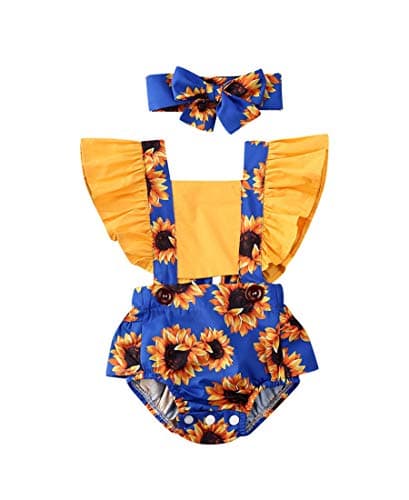 2Pcs Newborn Baby Girl Leopard Ruffles Sleeve Bodysuits Jumpsuit Headband Clothes Romper Set