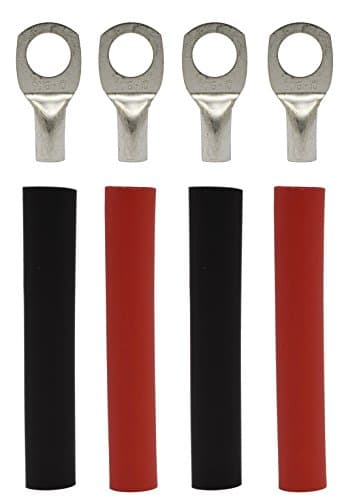 4 Pack - 6 Gauge - 3/8" Ring - Tinned Copper Marine Battery Welding Lug Terminal Connectors - Dual Wall Adhesive Heat Shrink Included