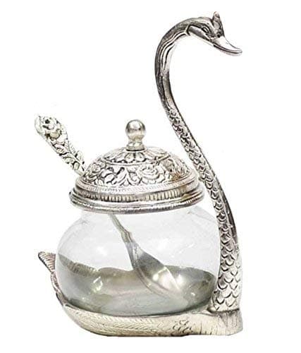 Prince Home Decor & GiftsOxidize Metal Home Decor Duck Shape Sky Blue Colored Glass Bowl Tray Set