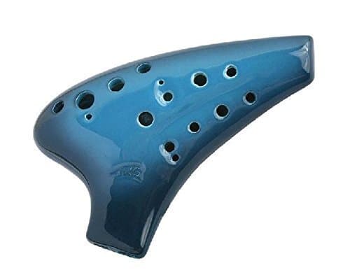 Masterpiece Double Sweet Potato Glazed Blue Ceramic Ocarina, Flute Multi Chamber Classic Glazed Blue