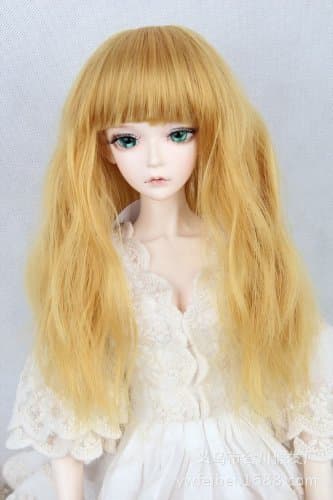 (18-18.5CM) BJD Doll Hair Wig 7-8" 1/4 MSD DZ DOD LUTS / Gold Long Hair FBE169