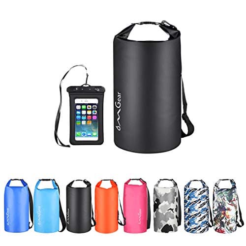 OMGear Waterproof Dry Bag Backpack Waterproof Phone Pouch 40L/30L/20L/10L/5L Floating Dry Sack for Kayaking Boating Sailing Canoeing Rafting Hiking Camping Outdoors Activities (Black, 20L)