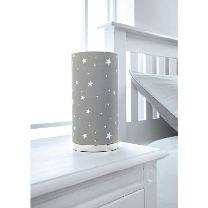 Fancy Printed Childrens Kids Room Bedside Table Lamp Grey Stars