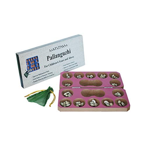 Marutham Pallanghuzi Ancient Game Box Model Wooden Pallanguzhi - Mancala Wooden Board Game for kids