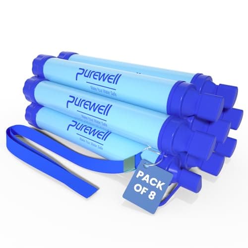Purewell Outdoor Water Filter Personal Water Filtration Straw Emergency Survival Gear Water Purifier for Camping Hiking Climbing Backpacking