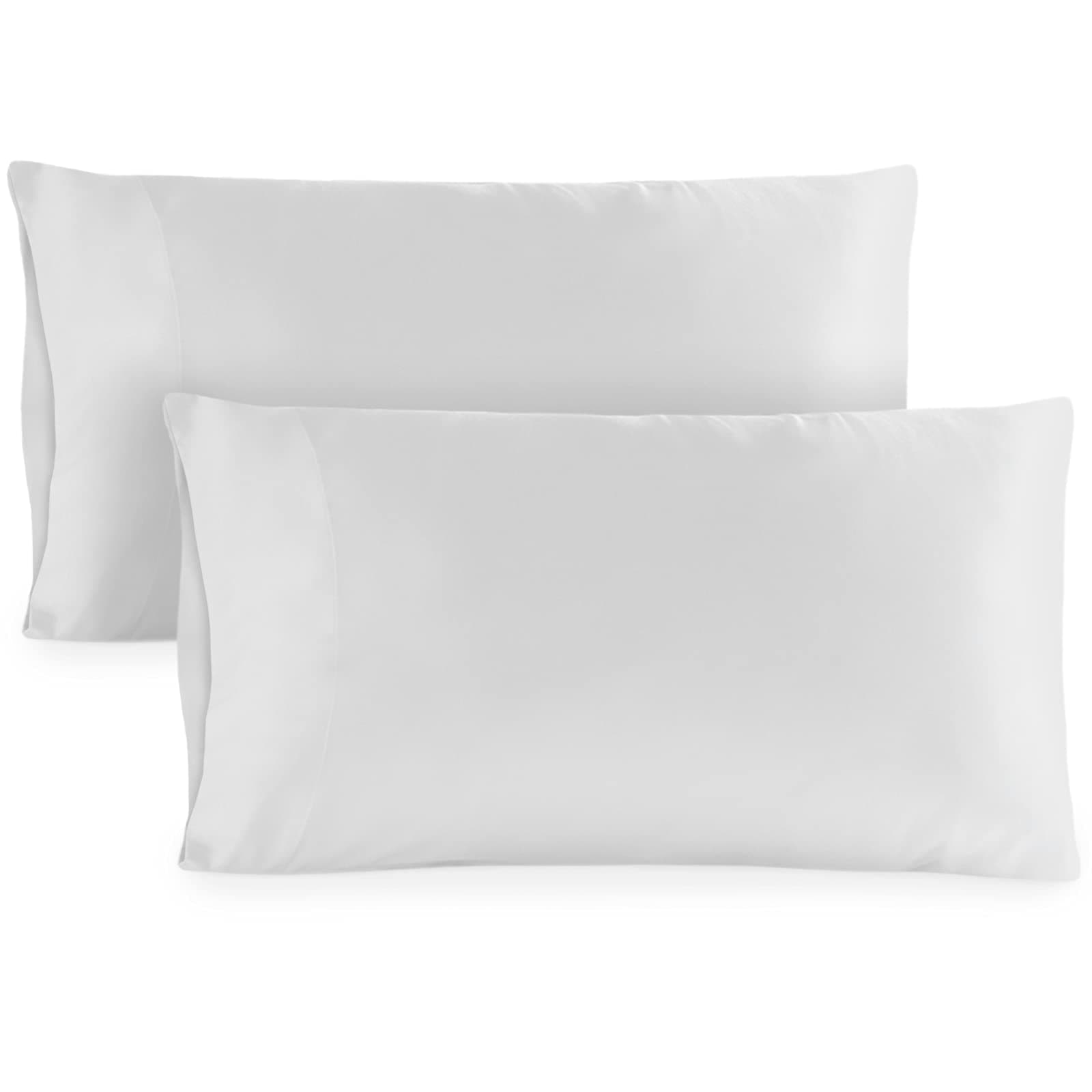 Hotel Sheets Direct King Size Pillow Cases 2 Pack - 20x40 Inch Cooling Pillow Cases for King Size Pillows - Soft Bamboo Derived Pillow Covers - Silky Pillowcase for Hair and Skin - White