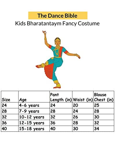 The Dance Bible Bharatanatyam Dance Costume Dress for Girls in Red and Yellow