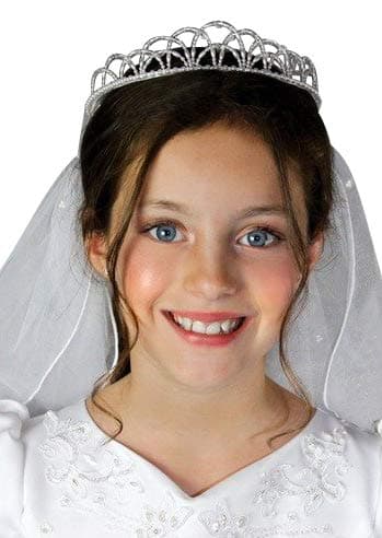 First Communion Pearl Crown Beaded Veil