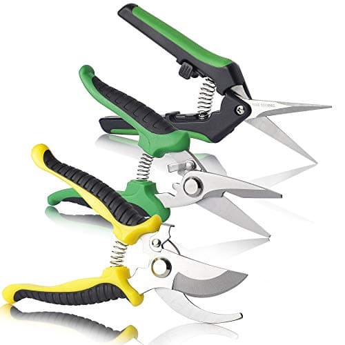 BohoFarm Gardening Shears Garden Cutter Pruner Clippers Stainless Steel Bypass Pruning Kit Hydroponic Set of 3