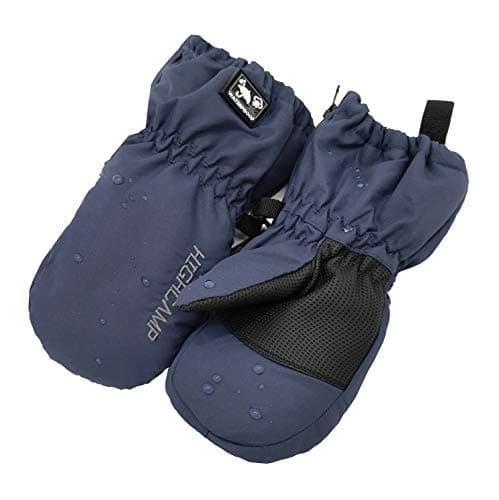 HIGHCAMP Kids Winter Ski Snow Mittens Waterproof Warm with Zipper for Toddler Boy Girl (Navy, 1-3 Years)