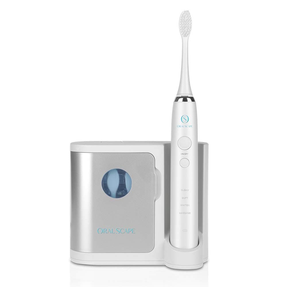 OralScape Adult Sonicwhite Power Rechargeable Electric Waterproof Toothbrush With Uv Sanitizer, 3 Replacement Brush Heads-Kills 99.9% Germs, 1 Count