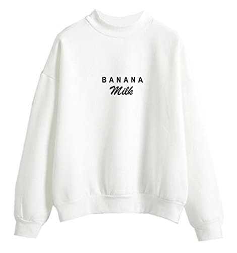 Fashiononly Kawaii Fashion Sweater Banana Milk Tumblr Pastel White Sweatshirt Teen Clothes Women Hoodies, M