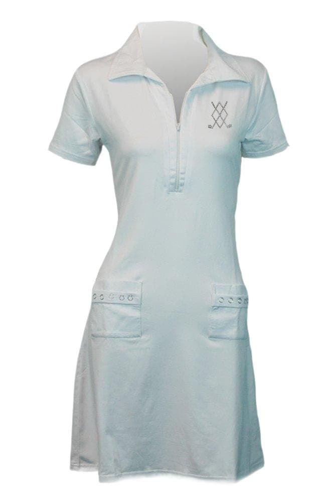 Titania Golf Women's Moisture Wicking Golf Dress in White (with Argyle Clubs)