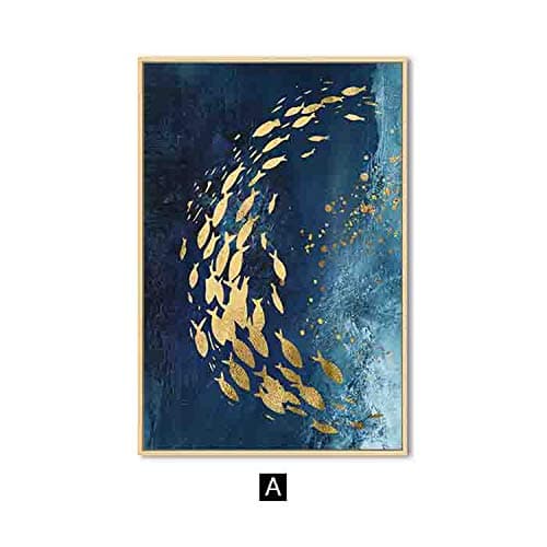 HANBINGPO Golden Fish Butterfly Wall Art Canvas Painting Abstract Posters and Prints Wall Pictures for Living Room Decoration Home Decor,40x60cm No Frame,A