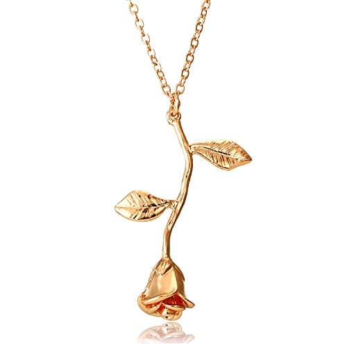 iDMSON Vintage Rose Flower Pendant Necklace - Lovers Jewelry Gift For Women Girls (Gold)