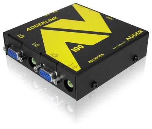 ADDER ADDERLINK AV EXT. RECVR + SKEW **Receiver for use with Adderlink AV 100T or AV 104T, Up to 300M over UTP or STP cable, Dual Video and Audio Outputs, High Fidelity clickless Digital Audio (16 Bit, 44.1 KHz, Stereo), Up to 1600 x 1200 at 200M and 1280 x 1024 at 300M, DCC Support, Spik** ALAV101R-UK