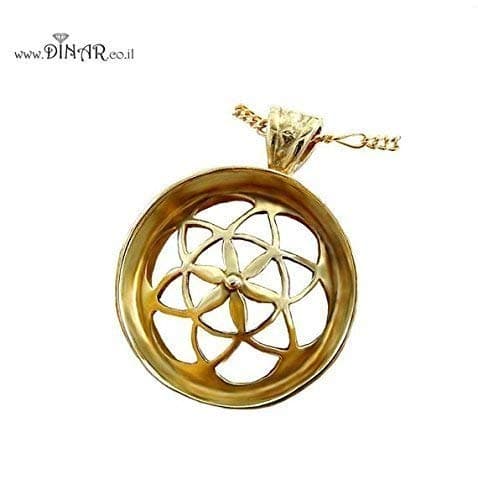 18k yellow gold plated sterling silver seed of life pendant star of david necklace
